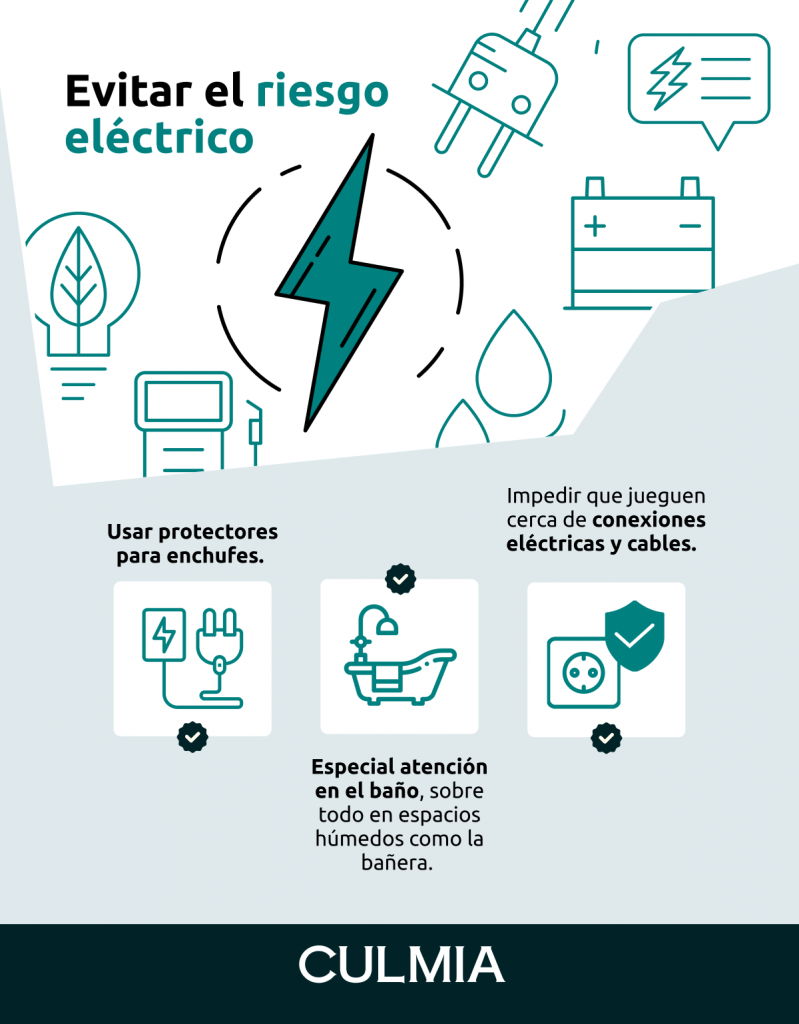 Infografía prevención frente al riesgo eléctrico infantil