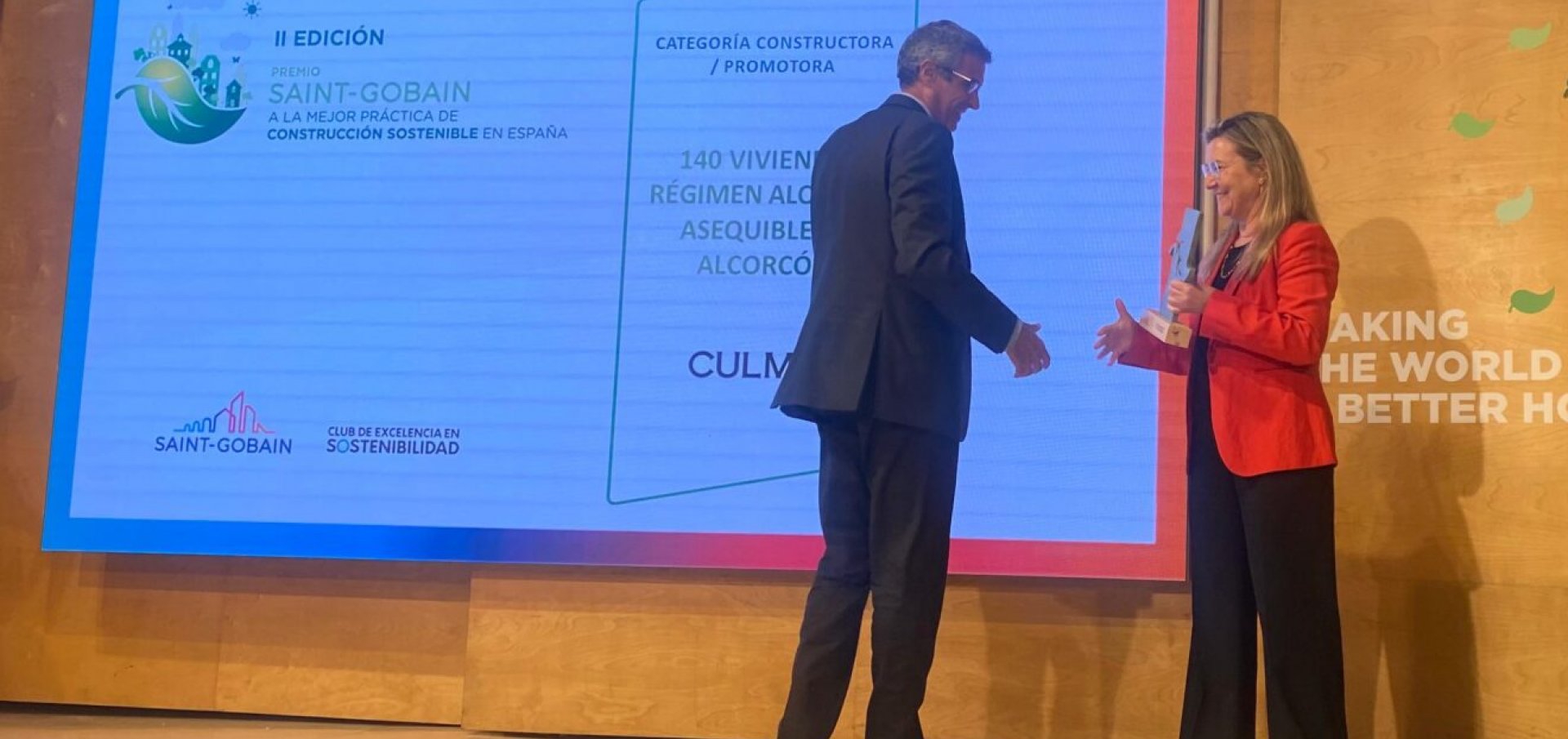 Culmia recibe el Premio Saint-Gobain a la Mejor Práctica de Construcción Sostenible en España